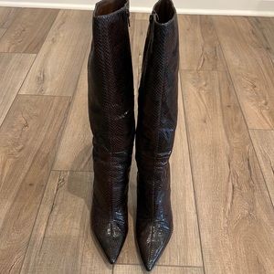 Nine West Faux Reptile Brown Boot Size 6.5 M
